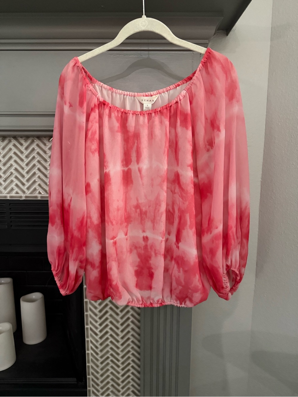 Kenar Pink Tie-Dye Peasant Blouse